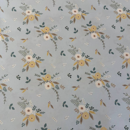 Blue floral cotton fabric Little Ducklings by Paper and Cloth for Moda