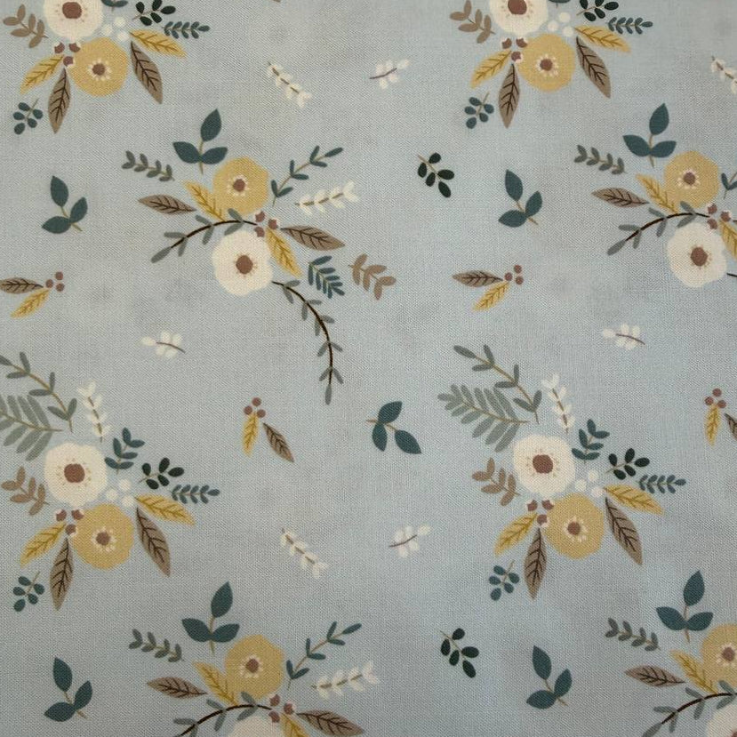 Blue floral cotton fabric Little Ducklings by Paper and Cloth for Moda