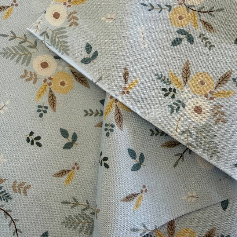 Blue floral cotton fabric Little Ducklings by Paper and Cloth for Moda