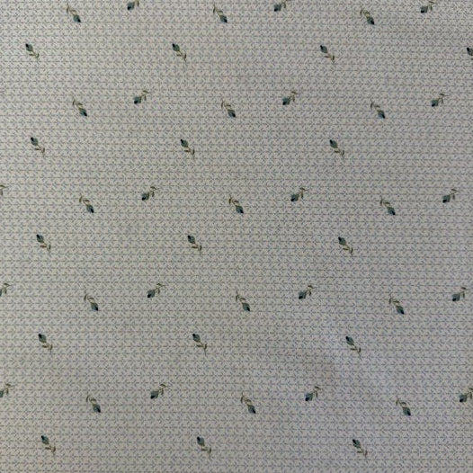 Soft meadow floral cotton fabric in sage and blue micro print, premium quilting cotton