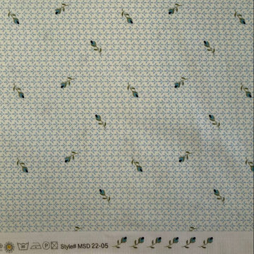 Soft meadow floral cotton fabric in sage and blue micro print, premium quilting cotton