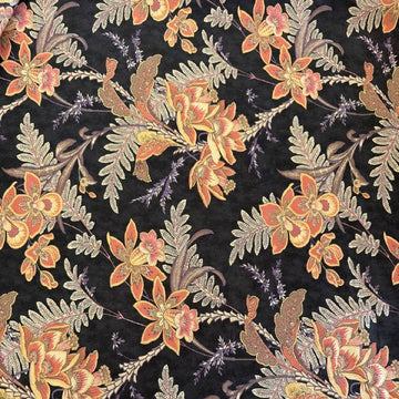 vintage floral cotton fabric wild orchid blackbird designs moda dark background