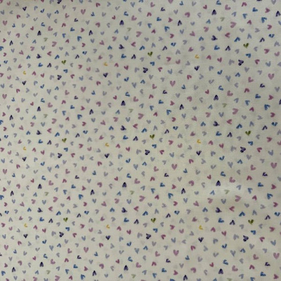 Delphinium Snowdrop cotton fabric with pastel hearts by Moda