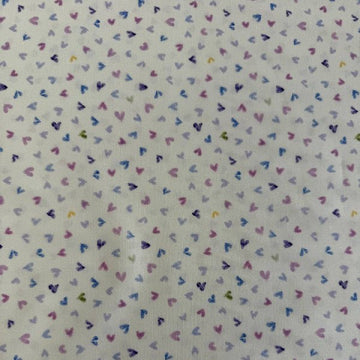 Delphinium Snowdrop cotton fabric with pastel hearts by Moda