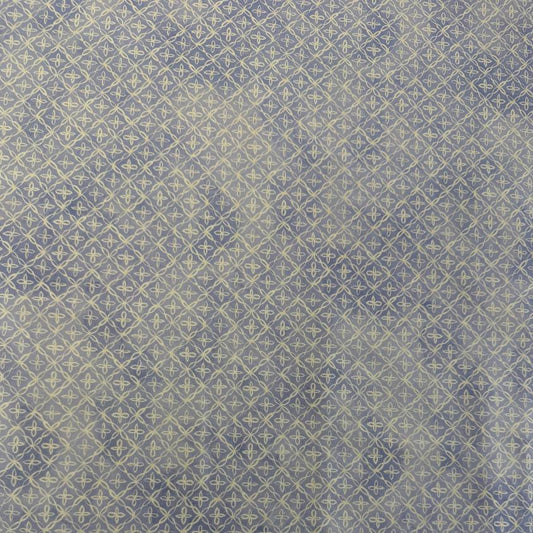 Lilac cotton fabric with delicate cream geometric floral lattice pattern