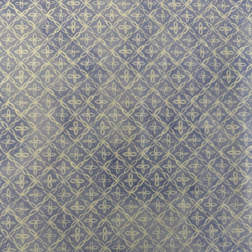 Lilac cotton fabric with delicate cream geometric floral lattice pattern
