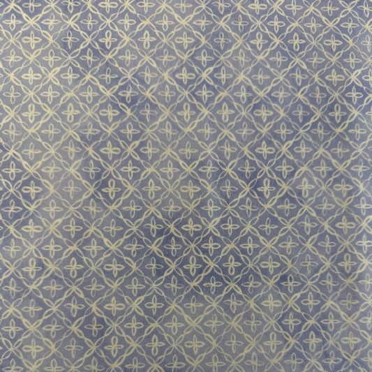 Lilac cotton fabric with delicate cream geometric floral lattice pattern
