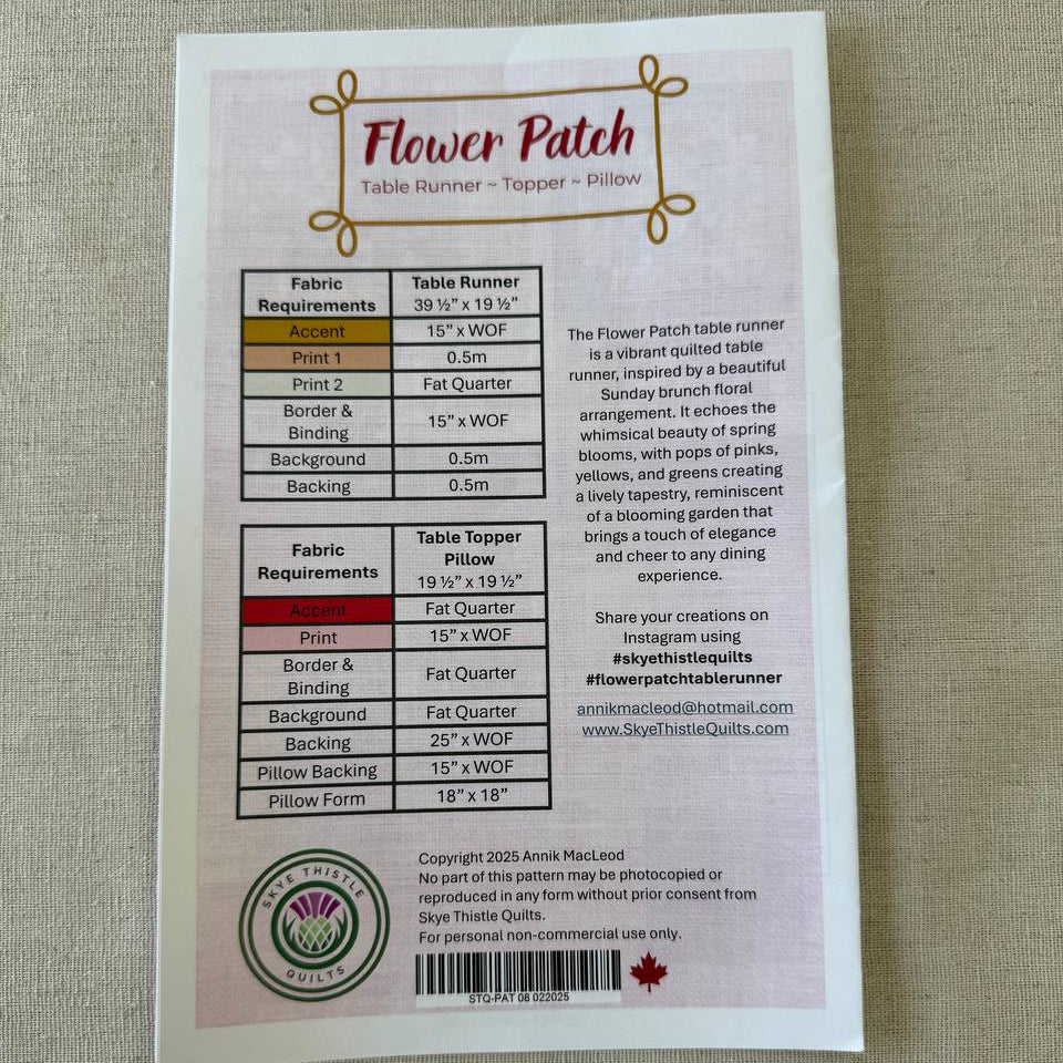 Flower Patch quilt pattern table runner and pillow design