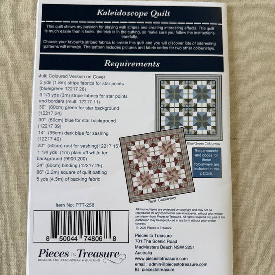 Kaleidoscope quilt pattern geometric star design multi colourway Pieces to Treasure