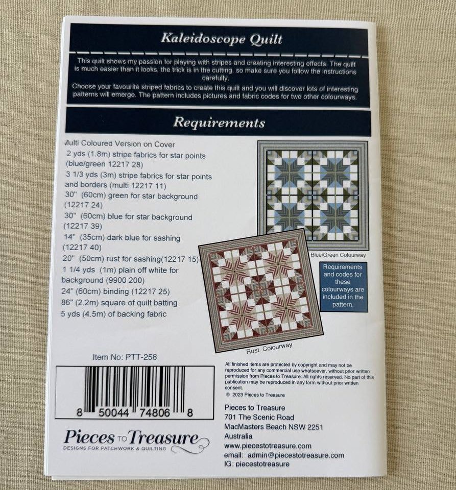 Kaleidoscope quilt pattern geometric star design multi colourway Pieces to Treasure