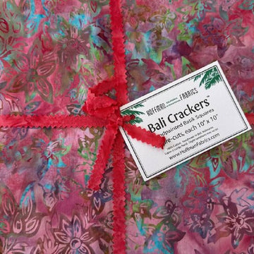 Hoffman Bali Crackers Macaron batik fabric bundle 10 inch squares floral pink multicolor