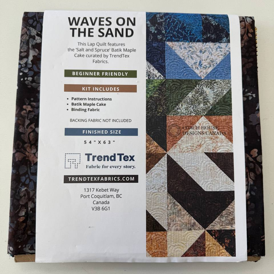 Waves on the Sand batik quilt kit by TrendTex geometric lap quilt 54x63 inches