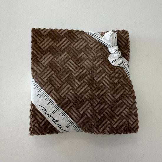 Moda Fabrics 5 inch flannel squares in grey and brown herringbone print