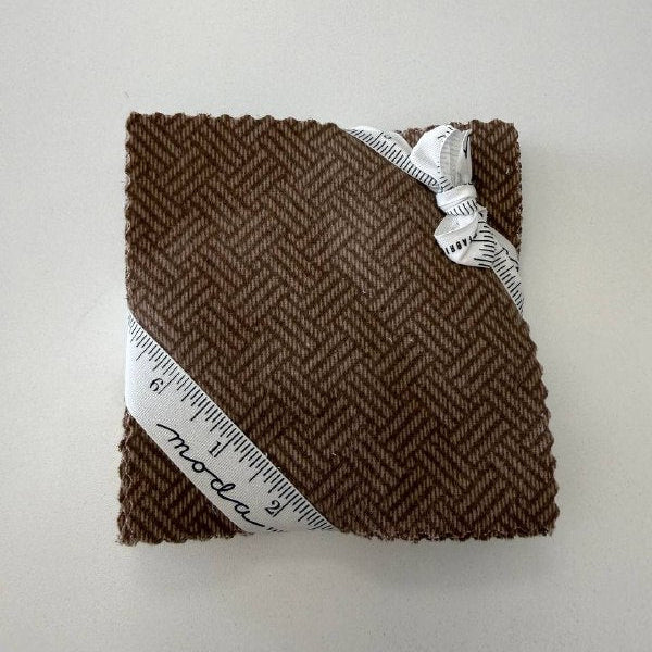 Moda Fabrics 5 inch flannel squares in grey and brown herringbone print