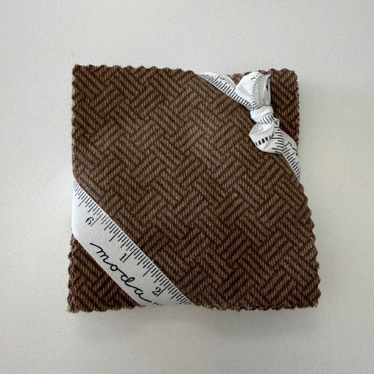 Moda Fabrics 5 inch flannel squares in grey and brown herringbone print