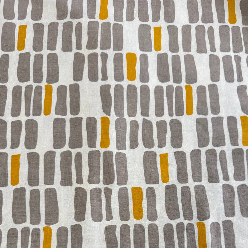 Zen Chic Urban Whisper Mochi Linen geometric fabric in blue navy and ivory grey colourways