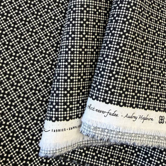 BasicGrey Posh Onyx Noir black and ivory geometric cotton fabric