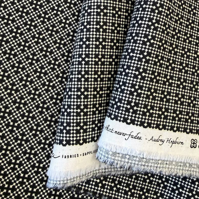 BasicGrey Posh Onyx Noir black and ivory geometric cotton fabric