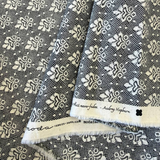 BasicGrey Posh Onyx Noir black and ivory geometric cotton fabric