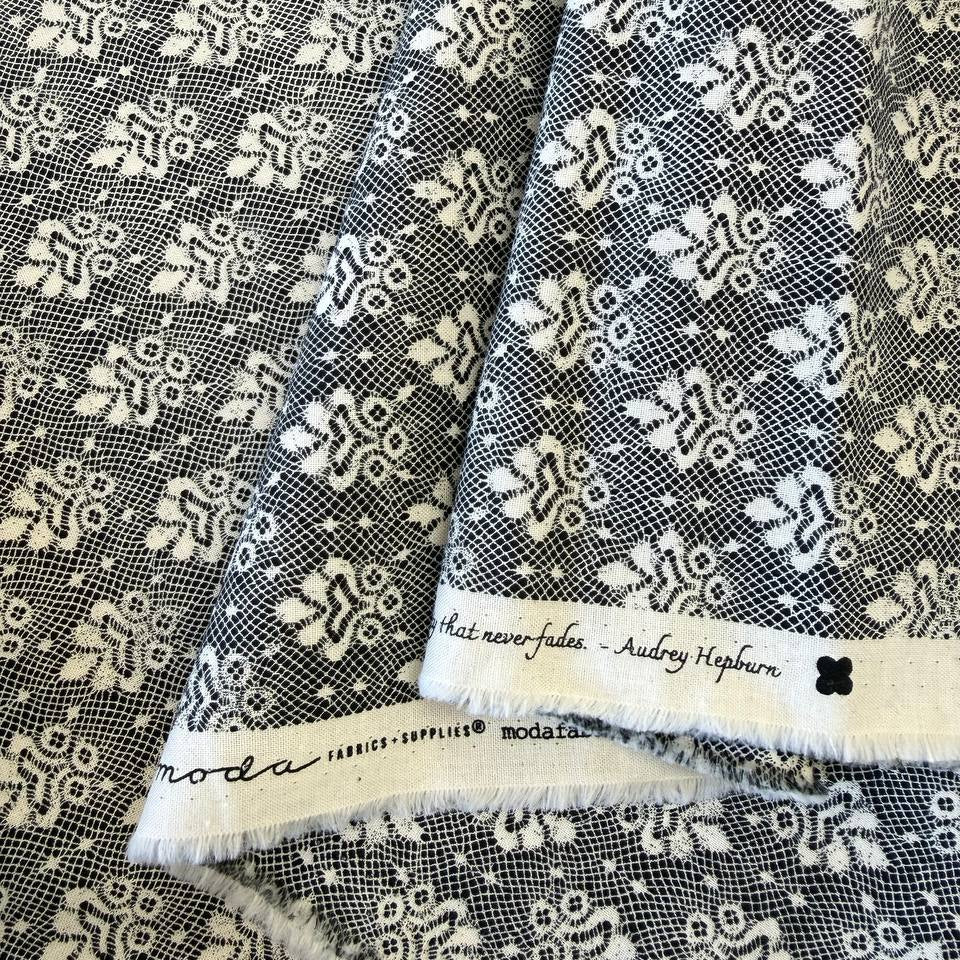BasicGrey Posh Onyx Noir black and ivory geometric cotton fabric