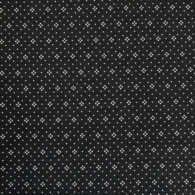Charcoal cotton fabric with small white floral ditsy print Moda Eyelet Fig Tree