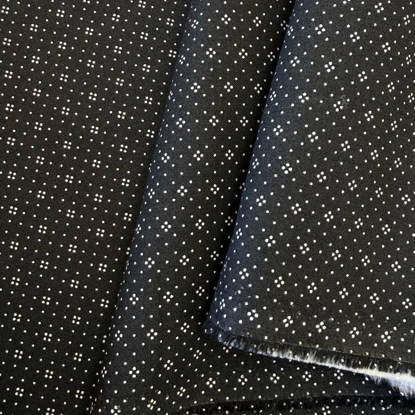 Charcoal cotton fabric with small white floral ditsy print Moda Eyelet Fig Tree