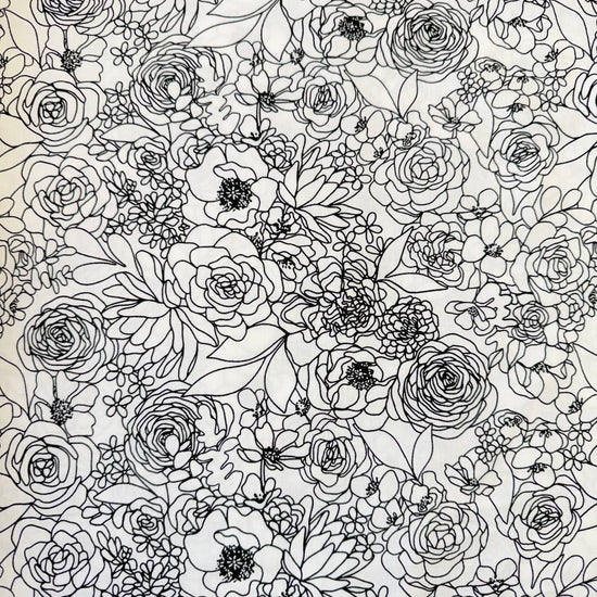 True to Hue by Alli K Design for Moda black and white floral line art fabric in two colors.