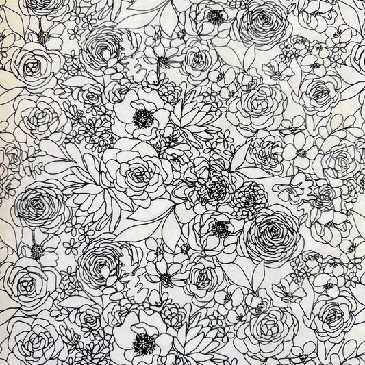 True to Hue by Alli K Design for Moda black and white floral line art fabric in two colors.