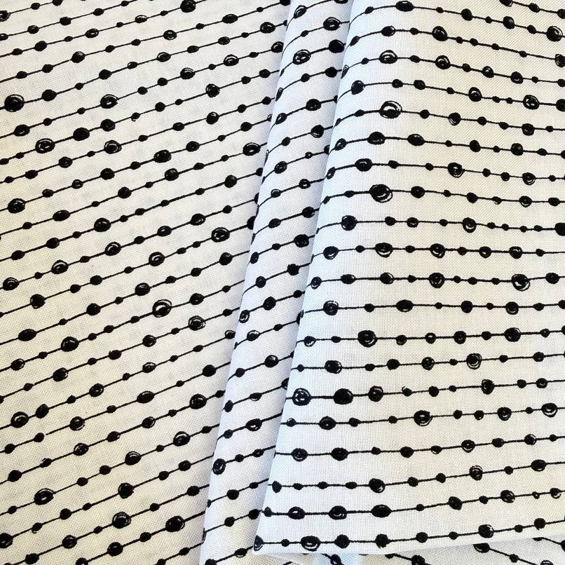 Black and white beaded stripe quilting cotton Patrick Lose