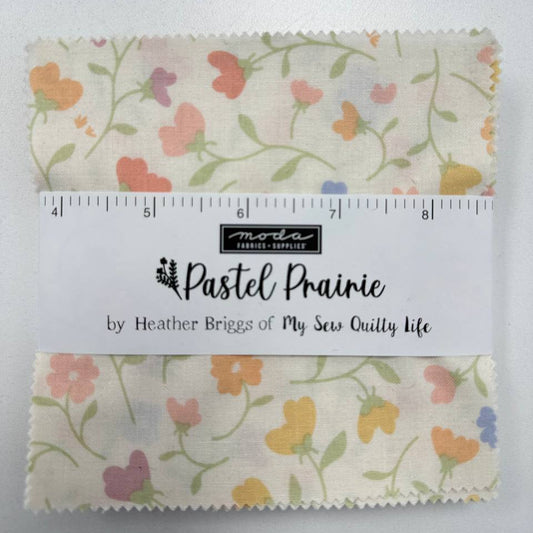 Pastel Prairie charm pack fabric by Moda Fabrics – 5 inch cotton quilting squares by Heather Briggs 