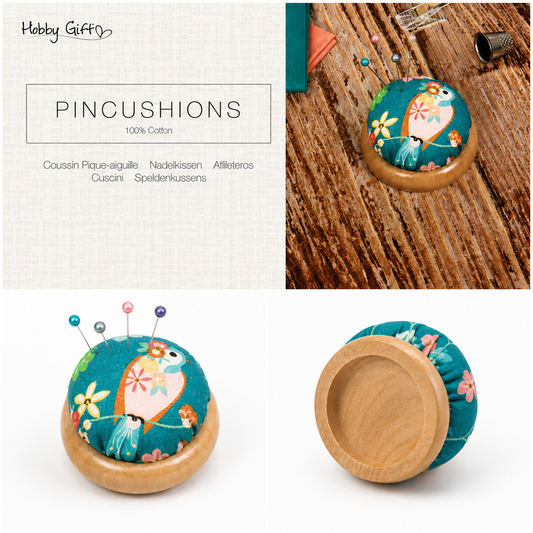 Wooden Base Pincushion – Handmade Sewing Accessory