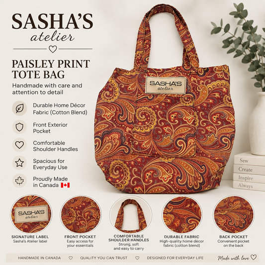 Paisley Print Tote Bag – Handmade in Canada