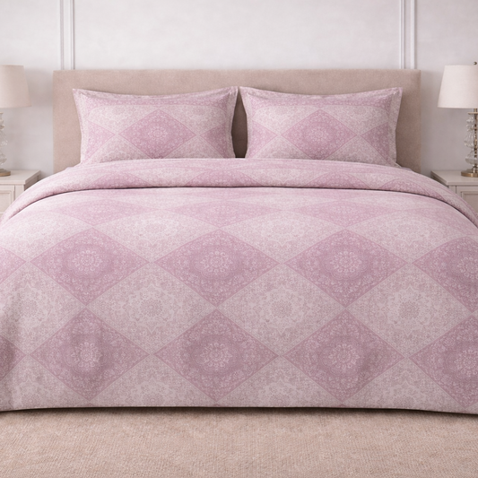 Pink Medallion Duvet Cover with Zipper | Sasha Atelier