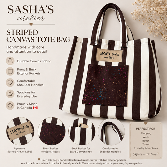 Striped Canvas Tote Bag – Handmade in Canada