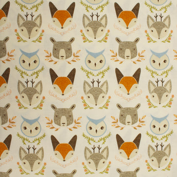 Woodland Wonder cotton fabric cloud cream with woodland animals by Gingiber for Moda 