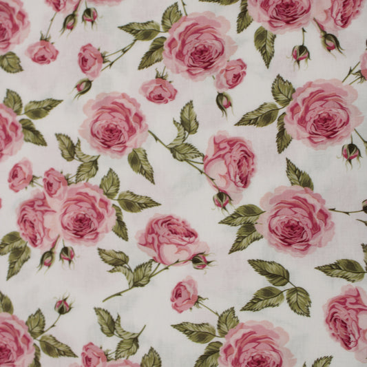 Cotton fabric with rose floral print (19750/050)