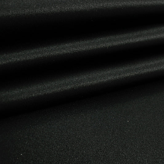 Black satin fabric, smooth polyester satin with soft sheen
