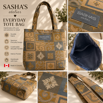 Vintage Elegance Jacquard Tote Bag – Handmade in Canada
