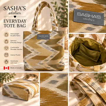 Olive & Sand Abstract Tote Bag - Handmade in Canada