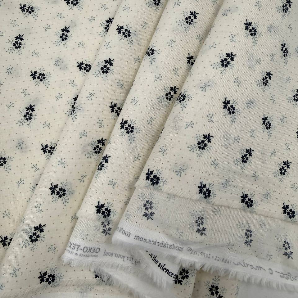 Breathtaking Blues 100% cotton floral fabric by 3 Sisters for Moda, available in Porcelain and Sky.
