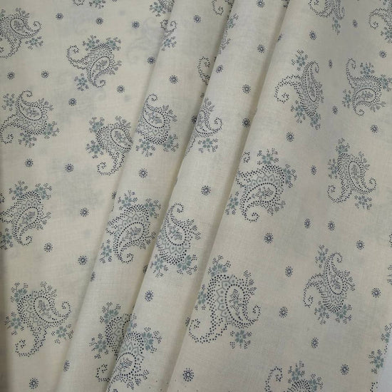 Breathtaking Blues paisley cotton fabric by 3 Sisters for Moda in Porcelain