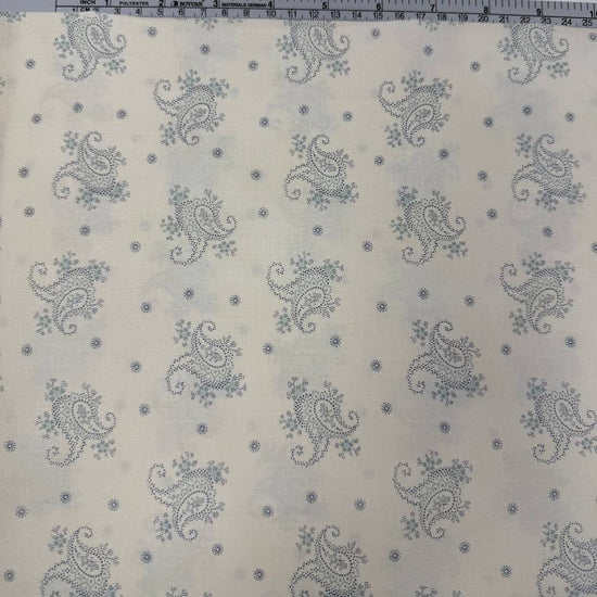 Breathtaking Blues paisley cotton fabric by 3 Sisters for Moda in Porcelain