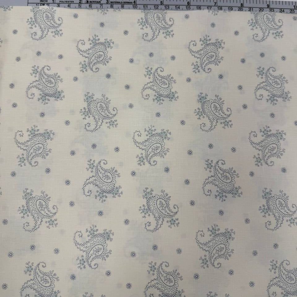 Breathtaking Blues paisley cotton fabric by 3 Sisters for Moda in Porcelain