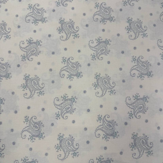 Breathtaking Blues paisley cotton fabric by 3 Sisters for Moda in Porcelain