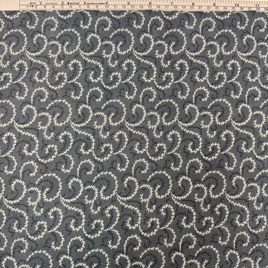 Breathtaking Blues vine swirl 100% cotton fabric by 3 Sisters for Moda, available in Sky and Dusk blue colorways.