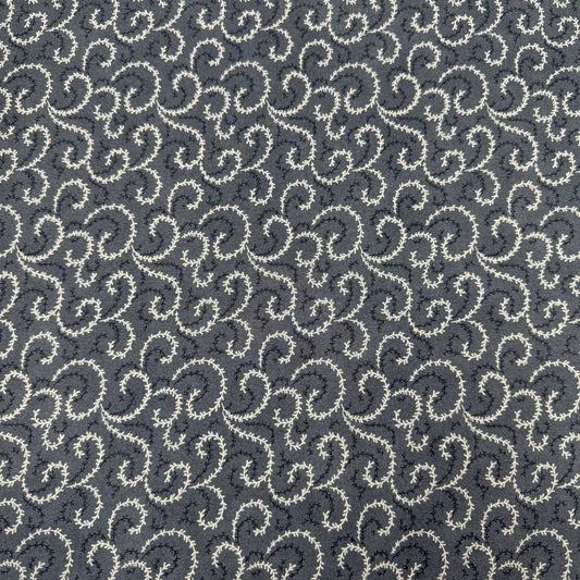 Breathtaking Blues vine swirl 100% cotton fabric by 3 Sisters for Moda, available in Sky and Dusk blue colorways.