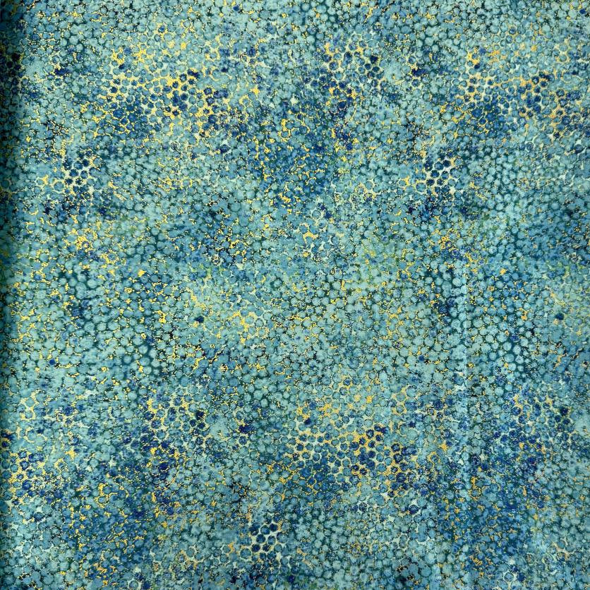 Abstract bubble texture fabric with distressed organic pattern and metallic-style detailing.