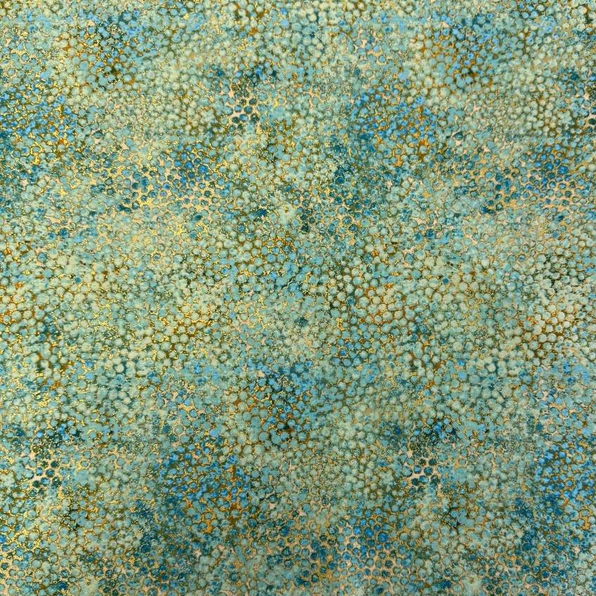 Abstract bubble texture fabric with distressed organic pattern and metallic-style detailing.