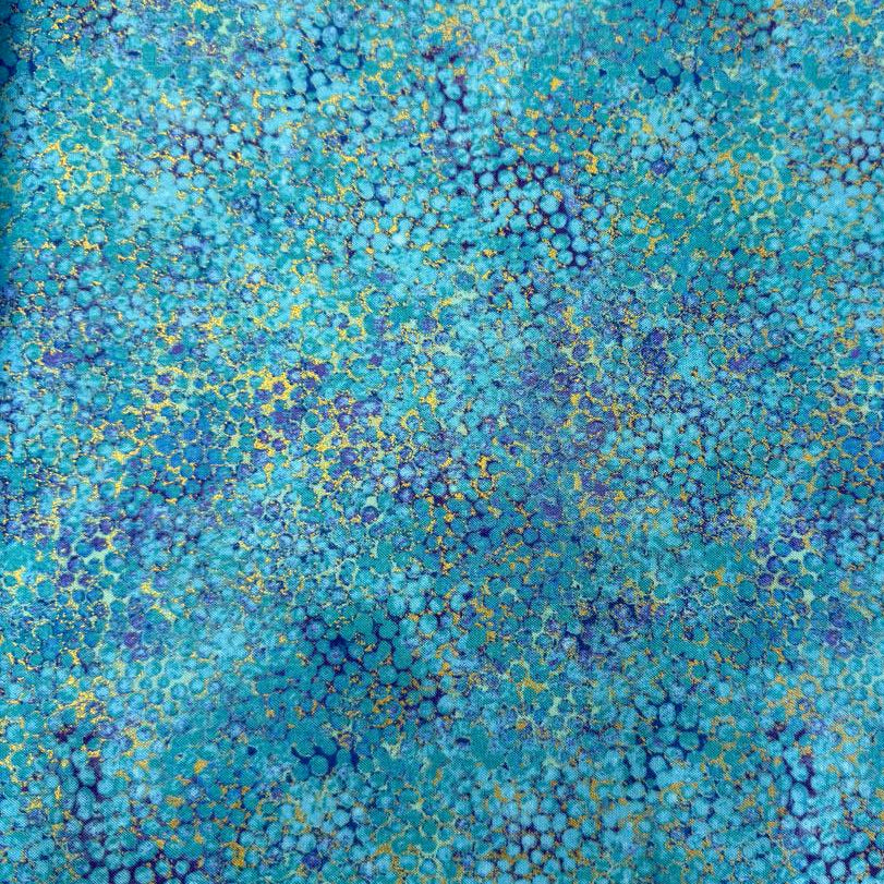 Abstract bubble texture fabric with distressed organic pattern and metallic-style detailing.