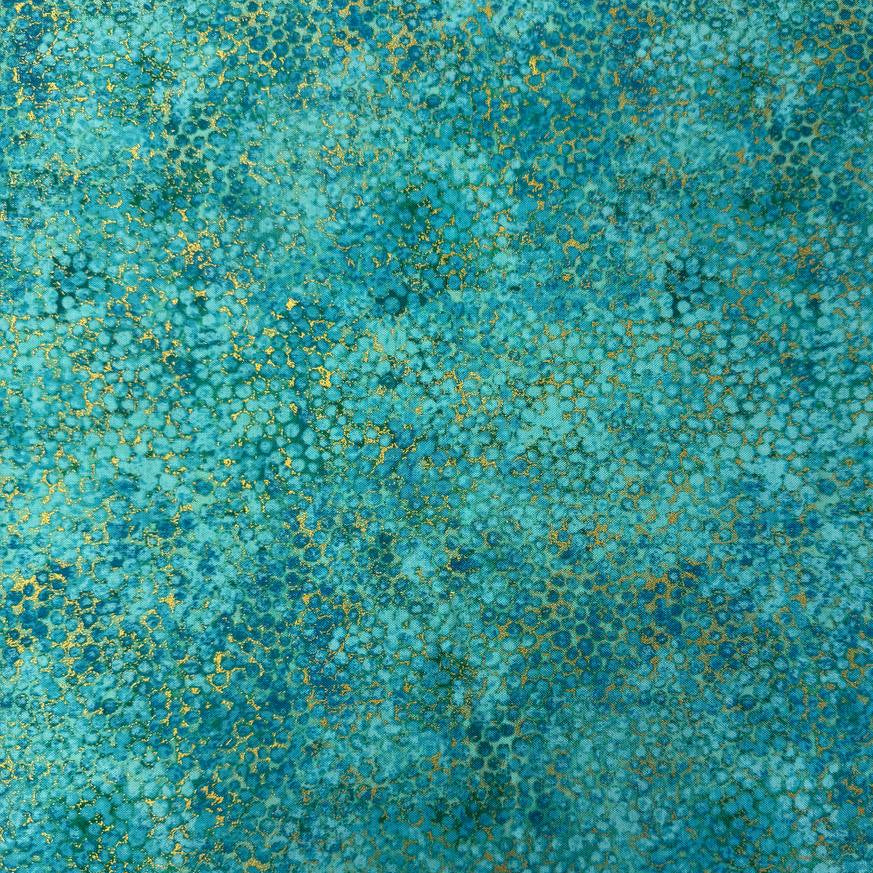 Abstract bubble texture fabric with distressed organic pattern and metallic-style detailing.